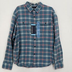 Lucky Brand Men's Large Blue Plaid Classic Fit Flannel Long Sleeve Shirt